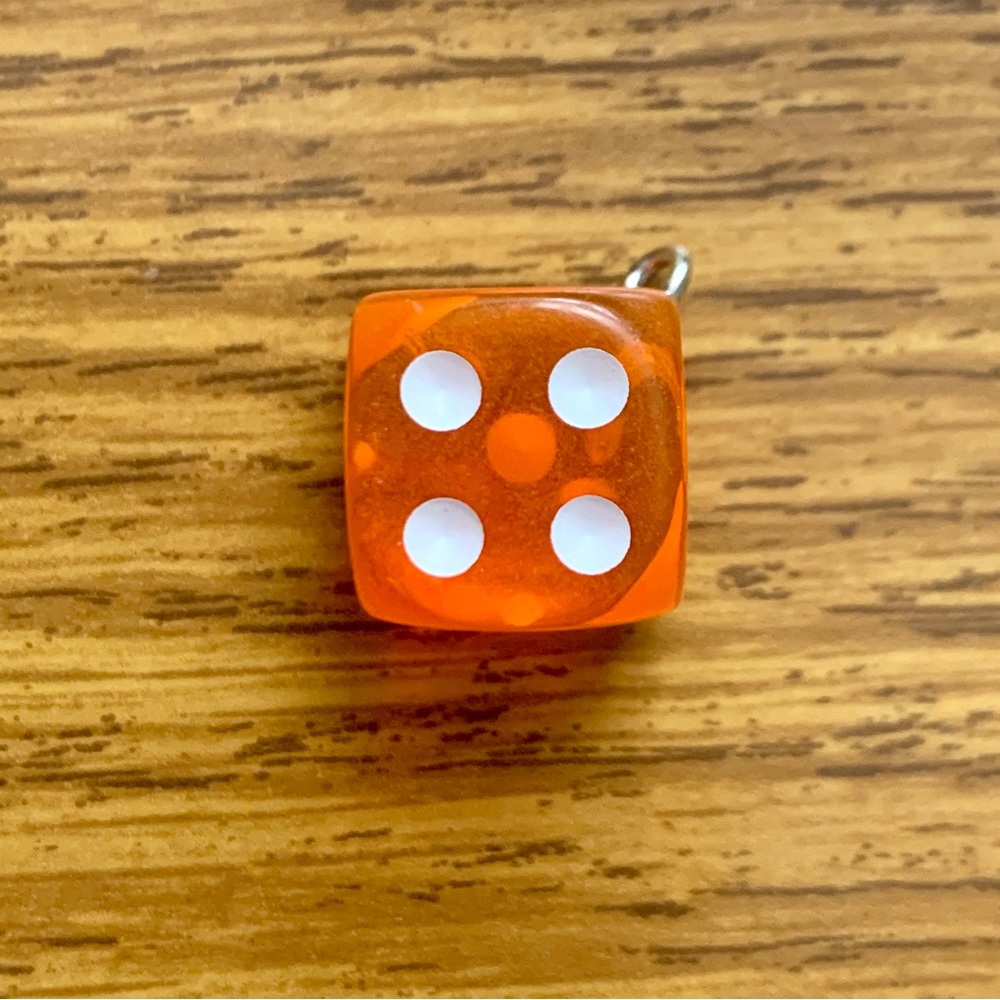 Single Orange Dice Charm Pendant - Picture 6 of 11